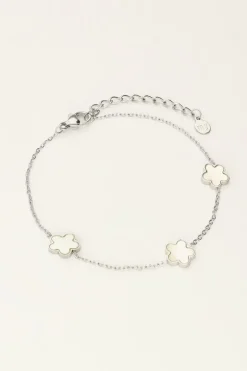 Bracelet Minimaliste Avec Trois Fleurs En Nacre