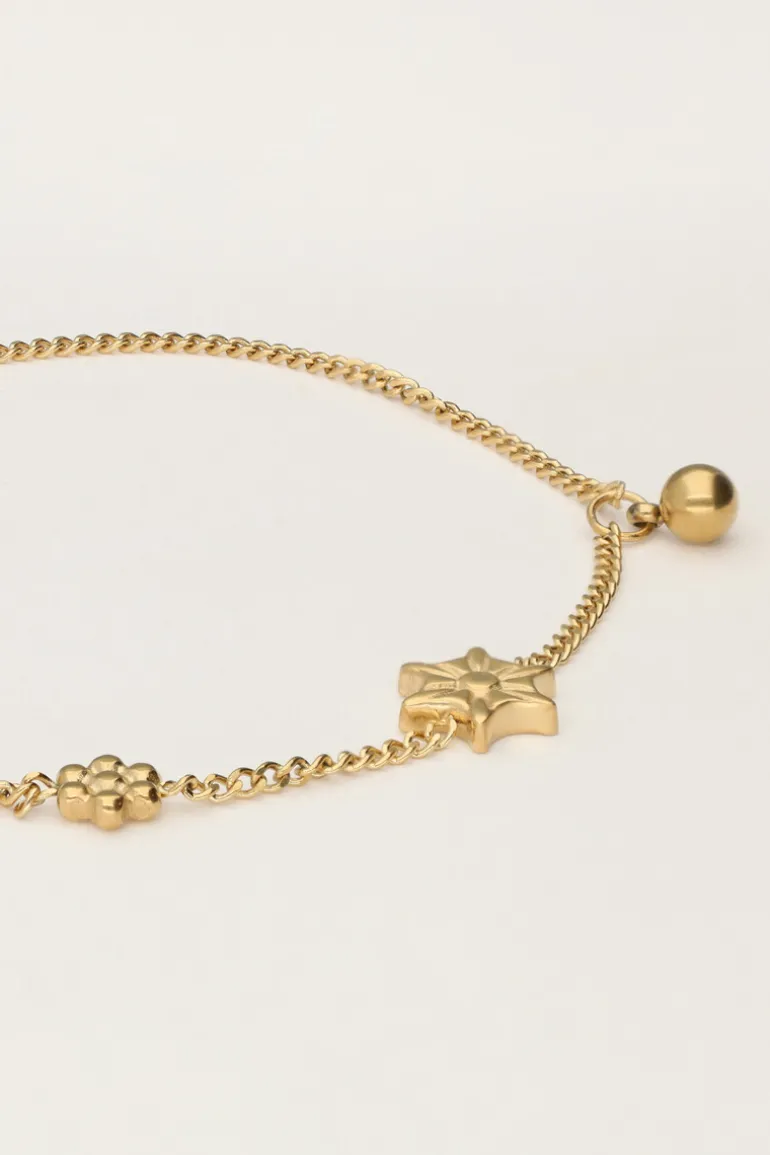 Bracelet Minimaliste Avec Fleurs Et Sphère