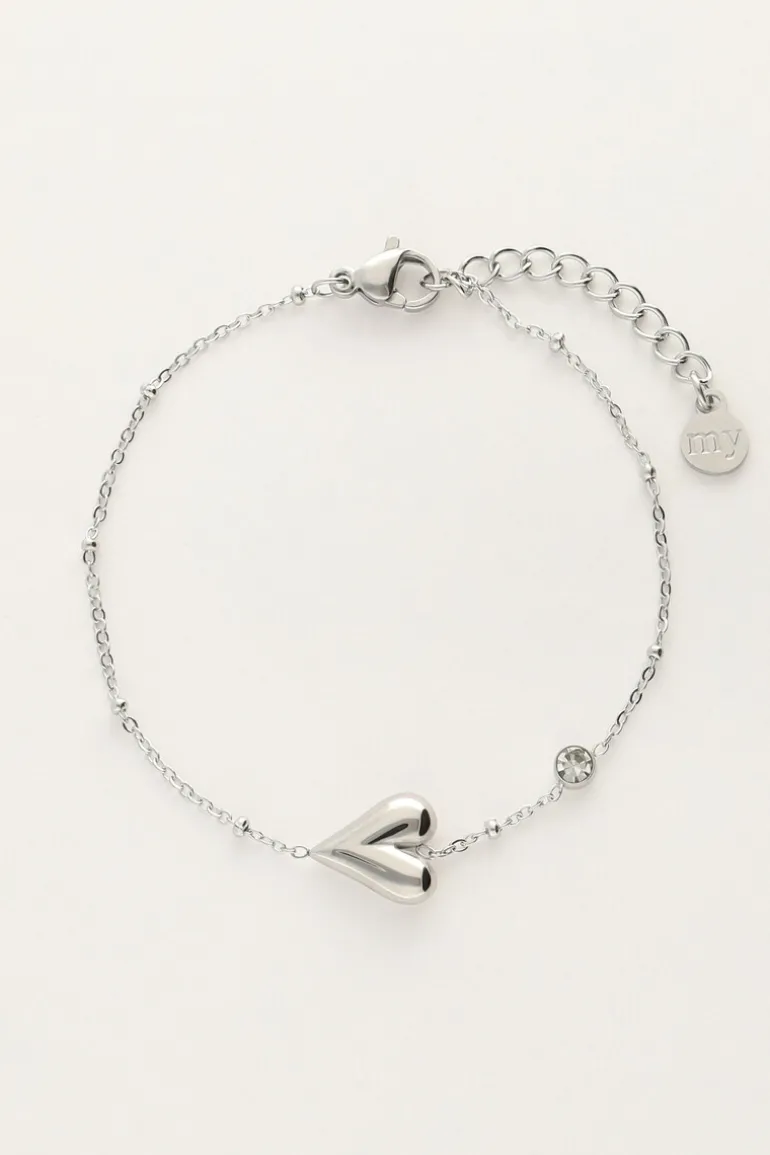 Bracelet Minimaliste Avec Cœur Et Strass