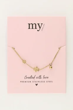 Bracelet Minimaliste Avec Fleurs Et Sphère