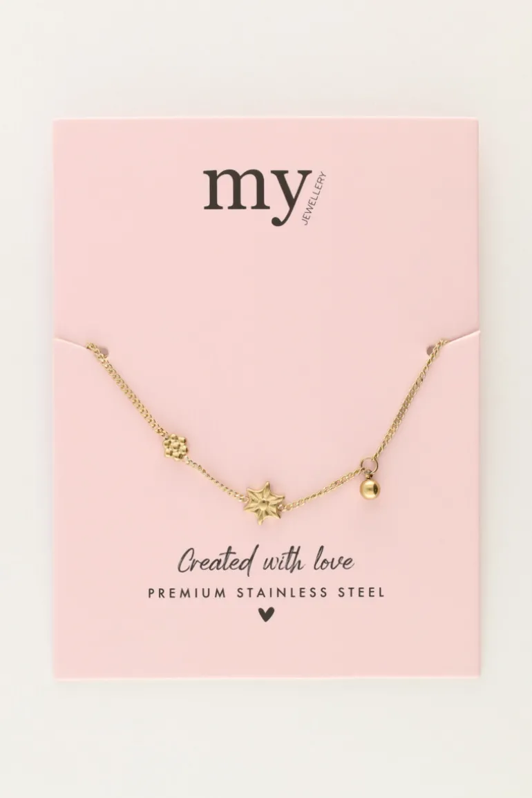 Bracelet Minimaliste Avec Fleurs Et Sphère