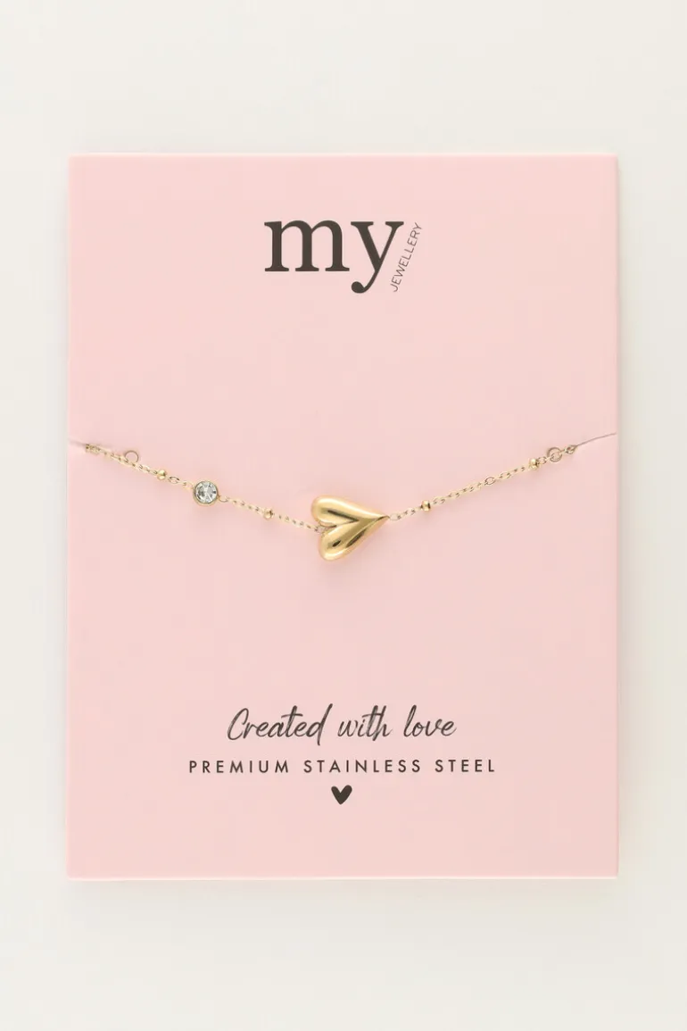 Bracelet Minimaliste Avec Cœur Et Strass