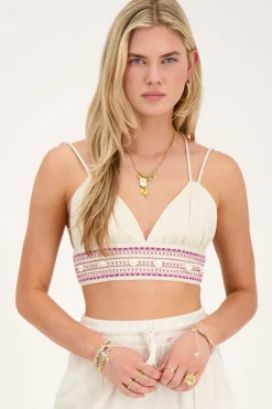 Bralette En Lin Beige Avec Coquillages