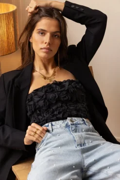 Bustier Noir Avec Roses