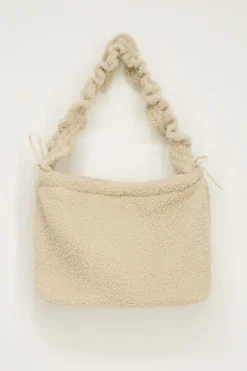 Cabas Teddy Beige Avec Bandoulière à Volants