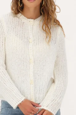 Cardigan Blanc En Maille épaisse Avec Boutons