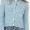 Cardigan Bleu Clair En Maille épaisse Avec Boutons