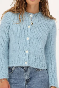 Cardigan Bleu Clair En Maille épaisse Avec Boutons
