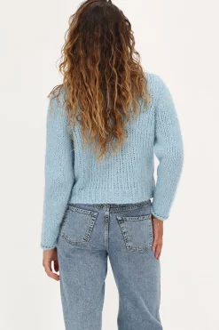 Cardigan Bleu Clair En Maille épaisse Avec Boutons