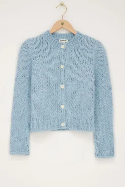 Cardigan Bleu Clair En Maille épaisse Avec Boutons