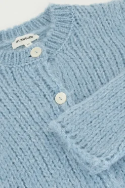 Cardigan Bleu Clair En Maille épaisse Avec Boutons