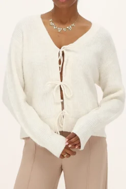 Cardigan Crème Avec Nœuds