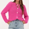 Cardigan En Maille épaisse Rose Avec Boutons