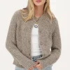 Cardigan En Maille épaisse Beige Avec Lurex