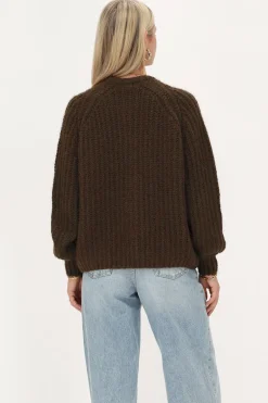 Cardigan En Maille épaisse Marron Avec Boutons