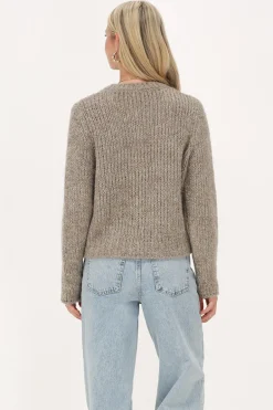 Cardigan En Maille épaisse Beige Avec Lurex