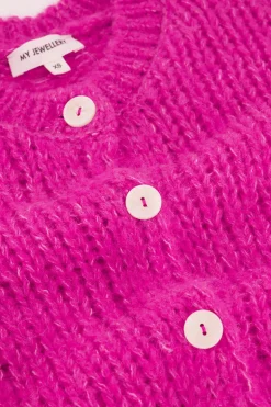 Cardigan En Maille épaisse Rose Avec Boutons