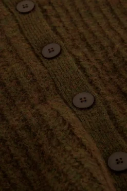 Cardigan En Maille épaisse Marron Avec Boutons