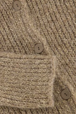 Cardigan En Maille épaisse Beige Avec Lurex