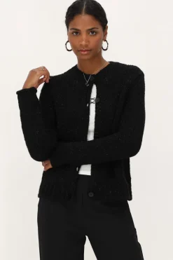Cardigan Noir En Maille épaisse Avec Lurex