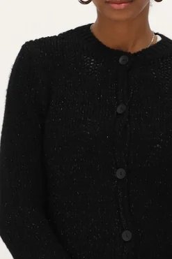 Cardigan Noir En Maille épaisse Avec Lurex