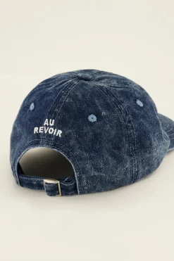 Casquette Bleue Foncée Denim “Au Revoir"