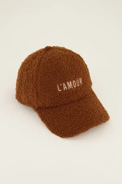 Casquette Marron En Tissu Peluche L'amour