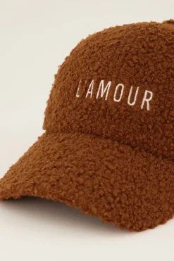 Casquette Marron En Tissu Peluche L'amour