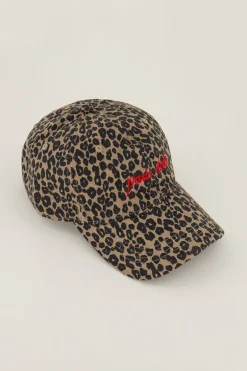Casquette Marron Paris étoile Avec Imprimé Léopard