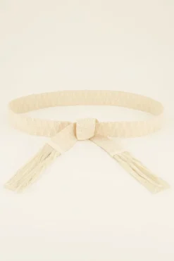Ceinture Beige à Boutons Et Pompons