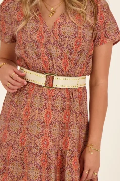 Ceinture Beige Avec Clous Dorés