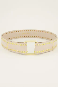 Ceinture Beige Avec Clous Dorés