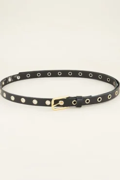 Ceinture En Cuir Avec œillets Dorés