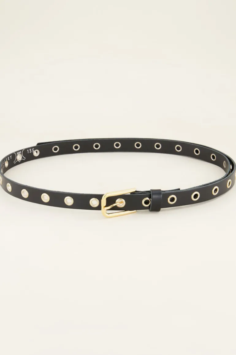 Ceinture En Cuir Avec œillets Dorés