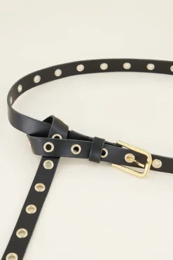 Ceinture En Cuir Avec œillets Dorés