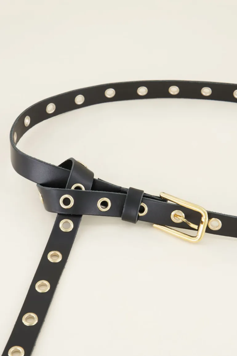 Ceinture En Cuir Avec œillets Dorés