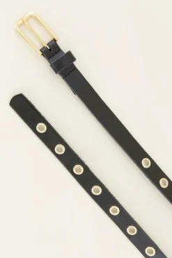 Ceinture En Cuir Avec œillets Dorés