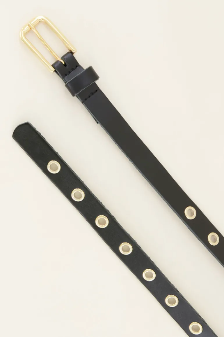 Ceinture En Cuir Avec œillets Dorés