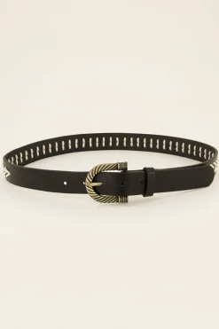Ceinture En Simili Cuir Avec Boucle Et Détails Dorés