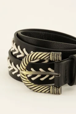 Ceinture En Simili Cuir Avec Boucle Et Détails Dorés
