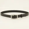 Ceinture Noire En Cuir à Boucle Argentée