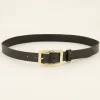 Ceinture Noire En Cuir à Boucle Dorée