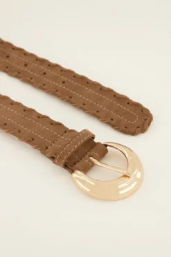 Ceinture Tressée En Simili Cuir Marron