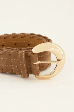 Ceinture Tressée En Simili Cuir Marron