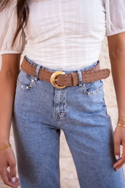 Ceinture Tressée En Simili Cuir Marron