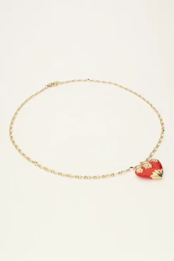 Chaîne à Maillons Art Avec Cœur Rouge Vintage