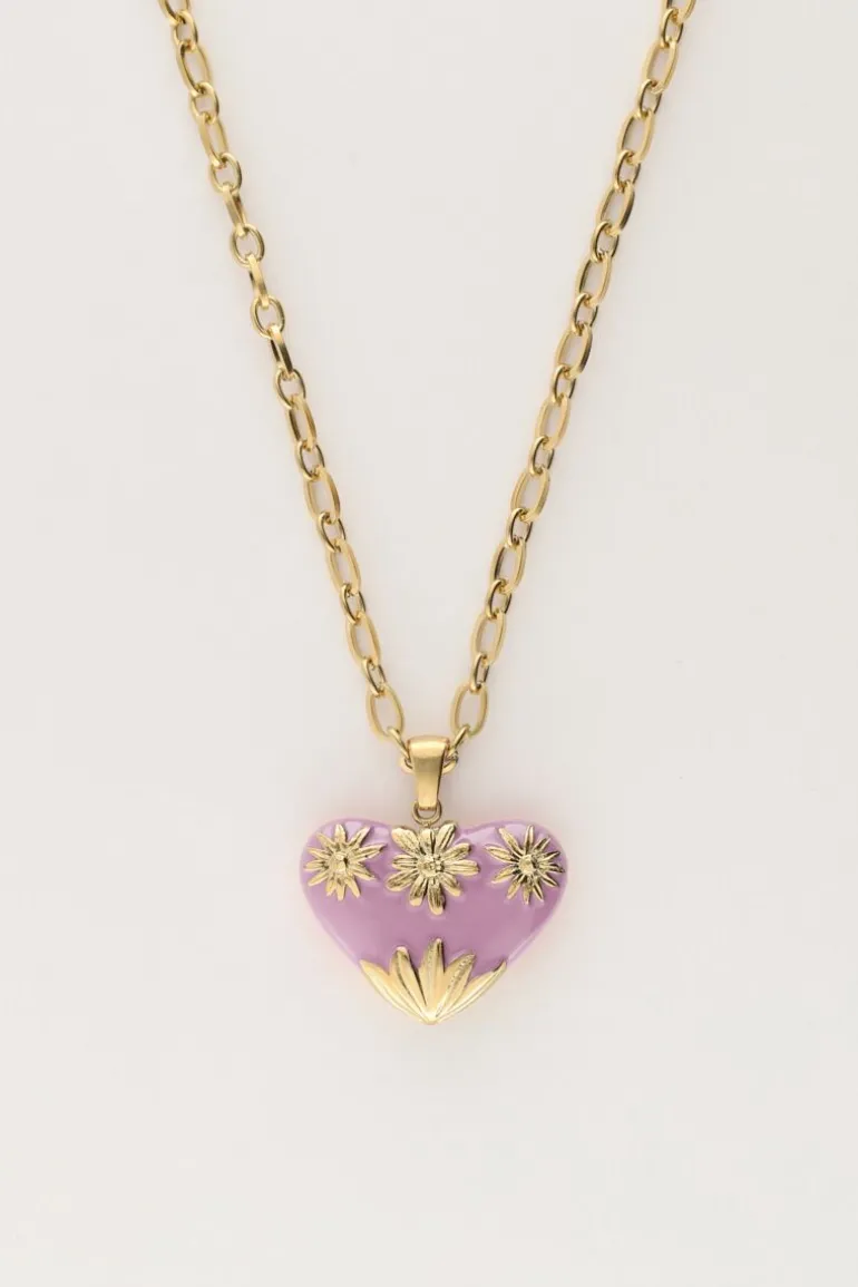Chaîne à Maillons Art Vintage Avec Cœur Lilas