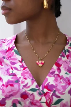 Chaîne à Maillons Art Vintage Avec Cœur Rose