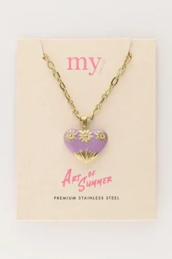 Chaîne à Maillons Art Vintage Avec Cœur Lilas