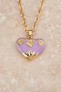Chaîne à Maillons Art Vintage Avec Cœur Lilas